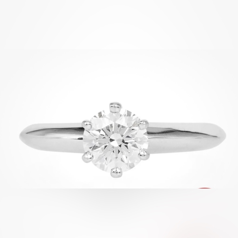 ✨TIFFANY & Co.✨ Round Diamond Engagement Ring Platinum 0.79ct H VS1 Size 4.5